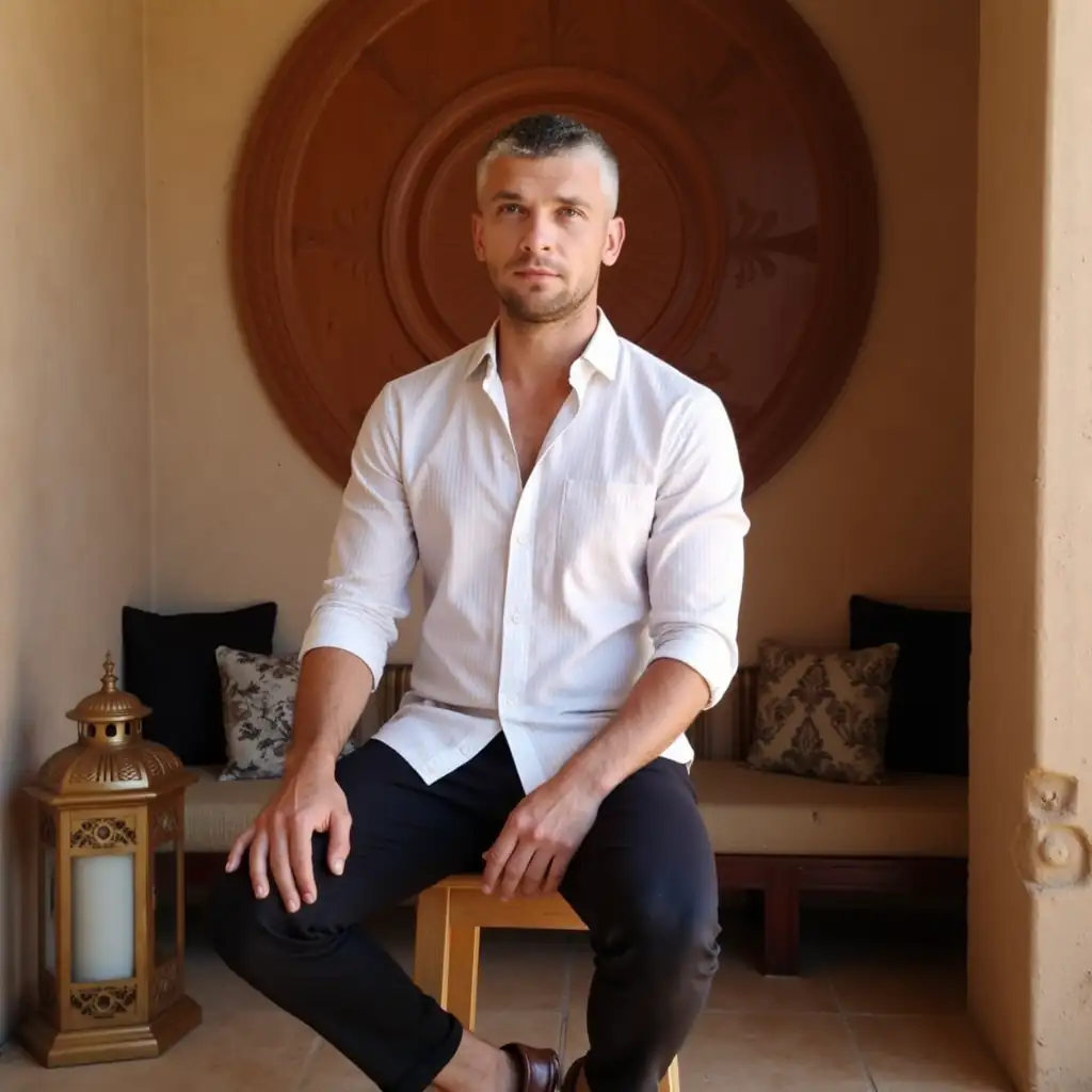 Портрет в интерьере, сгенерированный ИИ для фотосессии